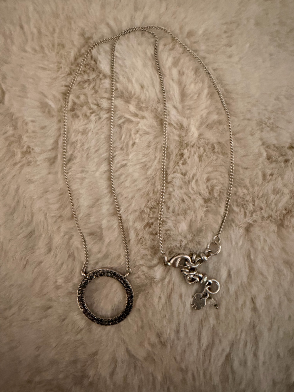 Lucky Brand Silver Triple-Layer Necklace with Pave Circle Pendant
